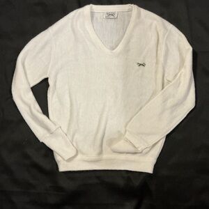 JC Penney The Fox Sweater Cream White V-Neck Size M Winter Fashion Women